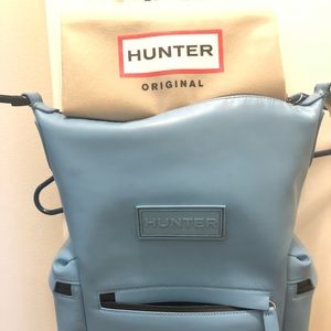 Baby blue HUNTER rubberized leather backpack